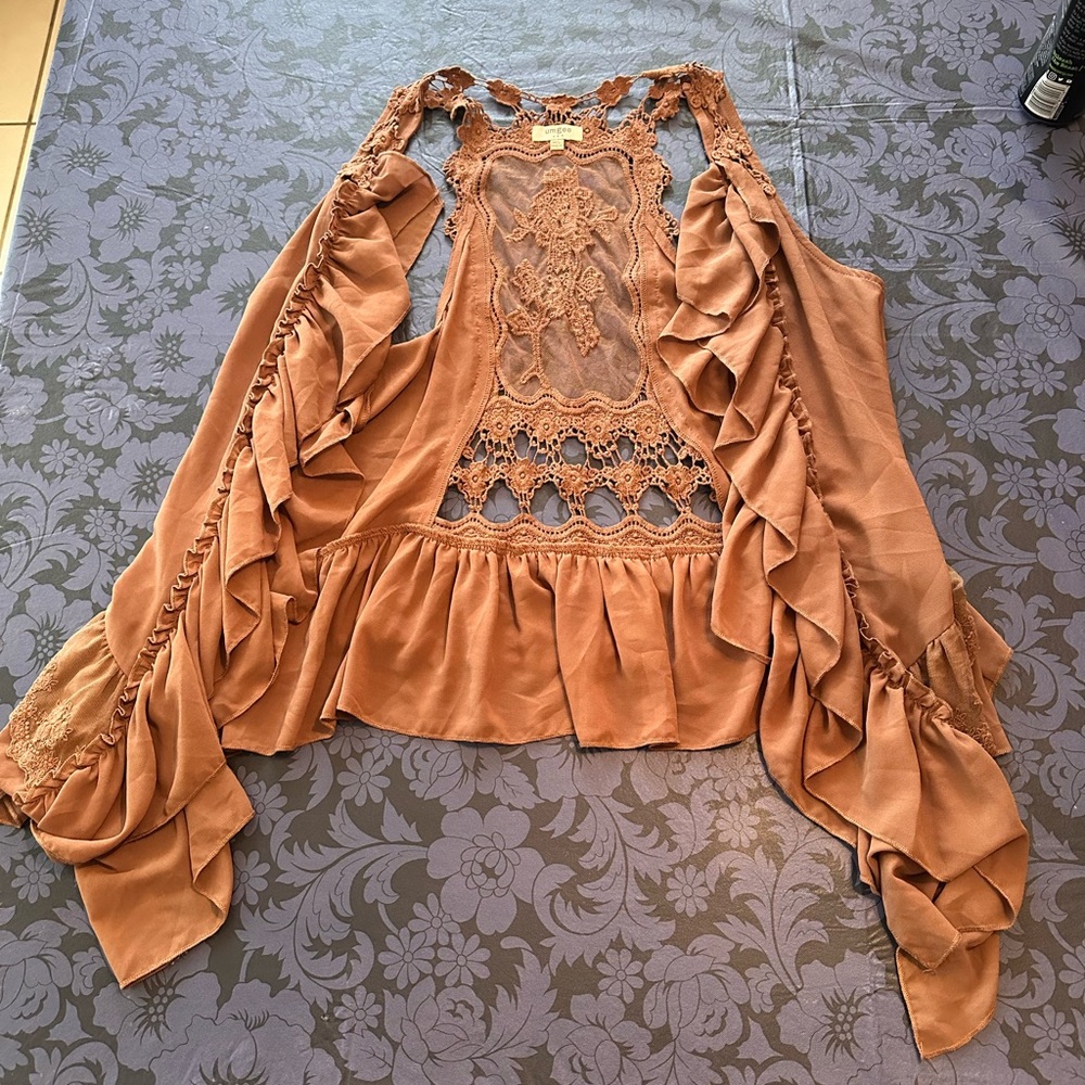 Medium/large Umgee bohemian hippie brown vest/shawl